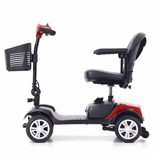 Scooter de silla de ruedas eléctrica de transporte de 4 ruedas con batería de litio plegable y portátil con marco de aluminio Control remoto CE