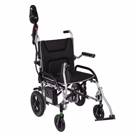 Silla de ruedas reclinable eléctrica motorizada plegable, suministro de fábrica de China